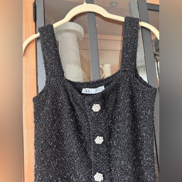 Zara Tweed Mini Dress Eyelash Metallic Knit Jewel Button Blogger favorite - Picture 5 of 14